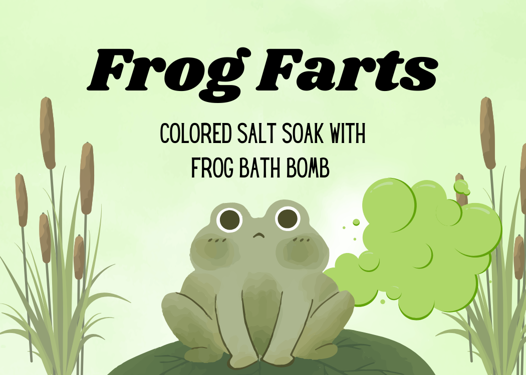 Frog Fart Colored Salt Soak with Bath Bomb Frog | The Sudsy Hen